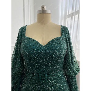 Abiti da sposa di lusso <span class=keywords><strong>verde</strong></span> <span class=keywords><strong>smeraldo</strong></span> modesto <span class=keywords><strong>elegante</strong></span> abito da sera taglie forti abito da festa di nozze formale a maniche lunghe con paillettes - Product Image 5
