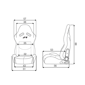 เบาะคู่ Kimi Seat Pair - เบาะรถสปอร์ตคู่หนึ่ง ทำจากผ้าและไฟเบอร์กลาส สีดำ ใช้ได้กับรถทั่วไป พร้อมชุดอุปกรณ์ Simoni Racing Sled Kit - Product Image 3