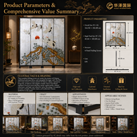 Paravent pliant en bois artisanal de qualité supérieure MF-P001E, séparateur de pièce, cloison murale