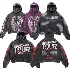 Sweat-shirts pour hommes, imprimés graphiques usés, en coton, style streetwear, coupe ample, surdimensionnés, de haute qualité, vintage, impression DTG personnalisée, broderie 3D acide - Product Image 1