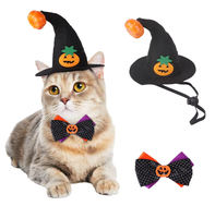 Ensemble de vêtements de Noël classiques et écologiques pour chats et chiens, ajustables, pour accessoires photo, avec collier à nœud papillon rouge et mini-casquette de Père Noël