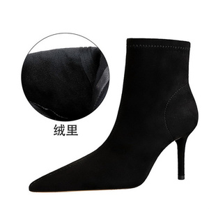 Chaussures à talons hauts pour femmes, bottines à talon aiguille, bottes à fermeture éclair pointues pour femmes - Product Image 3