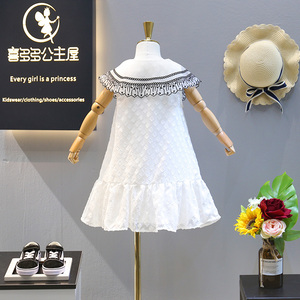Nouveaux produits : Robes blanches à col rond pour filles, en coton, pour bébés et étudiantes, été, vente en gros depuis la Chine - Product Image 2