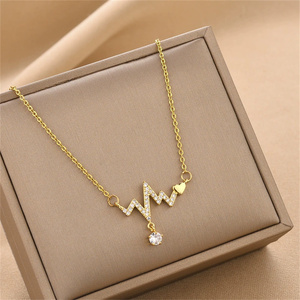 Nouveau pendentif électrogramme d'amour collier pour femmes micro-incrusté de style européen et américain Ins All-Match - Product Image 2