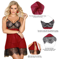 Babydoll Logo personnalisé bébé poupée grande taille été string nuisette vêtements de nuit robe dentelle florale Sexy Lingerie femmes ensemble avec garniture en dentelle