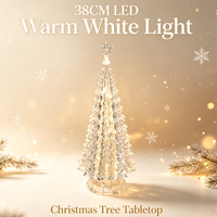 Décoration de table de Noël avec arbre de Noël LED blanc chaud de 38 cm |   Ornement de Noël miniature fonctionnant sur piles