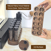 Lot de 12 tubes de stockage de café en grains à dose unique, flacons doseurs en verre avec support en noyer, outils de barista