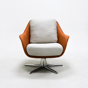 Fauteuil de bureau pivotant de style moderne, chaise de loisirs individuelle pour salon et balcon, fauteuil lounge individuel orange vif, prix d'usine - Product Image 2