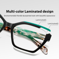 Montures de lunettes en acétate pur laminé de couleur mélangée avec logo personnalisé de conception de luxe personnalisées pour unisexe