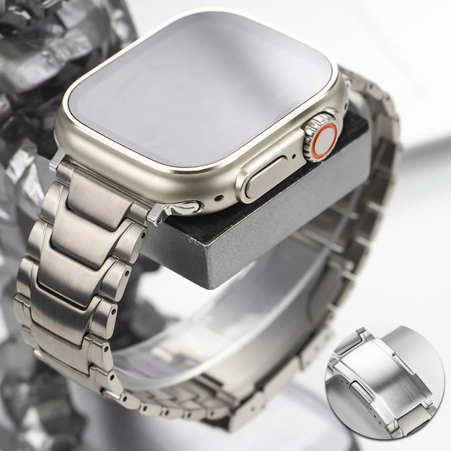 Titanium Metal Band for Apple Watch Ultra 2 49mm 45mm 42 44mm Luxury Strap for IWatch Series 9 6 5 4 Se 8 7 Link Bracelet Correa