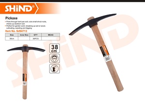 SHIND 94713 400G Outils de jardinage de bonne qualité, pioche de jardin, fer solide et dur, petite pioche avec manche en bois - Product Image 2