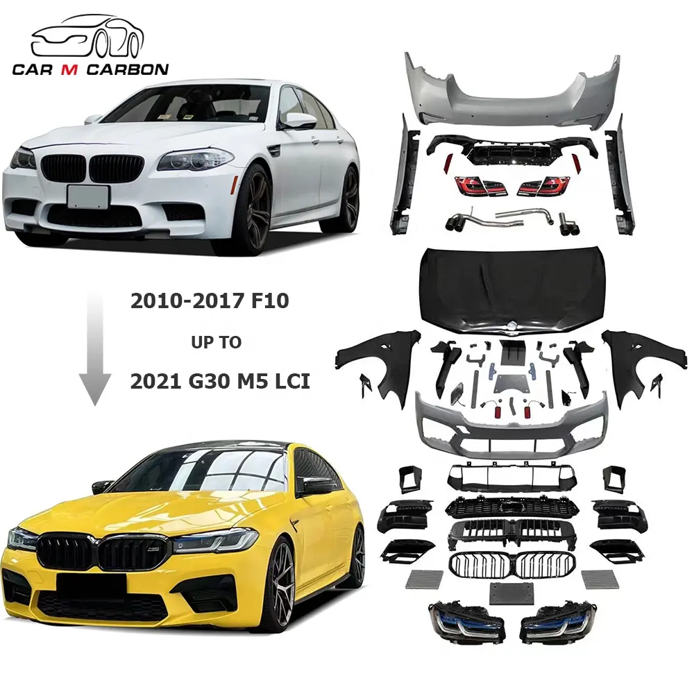 2010-2017 Year 5S 5 Series Upgrade To 2022 Year G30 LCI M5 Style Car Bumpers Body Kits F10 F18 Old To New G30 Conversion Kit