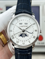 Montre mécanique automatique pour homme de marque haut de gamme, luxe, mode, haute qualité, cadran blanc, calendrier, semaine, phase de lune, multifonction