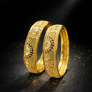 City Girl 24Ct Gold Plated Designer <b>Bangles</b> Fashion Accessories Traditional Statement Kada Set for Wedding and Party Wear - Product Image 3