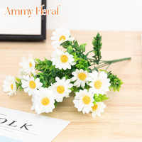 AM-AFF06 Ammy 35cm Bunga Sutra Buatan Kecil Buket Daisy Kecil Buatan Tangan Bunga Daisy Hari Valentine Buket Bunga Pernikahan