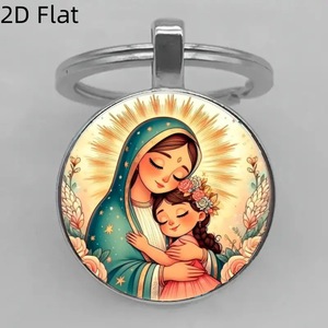 Souvenirs d'église, breloques religieuses en alliage de zinc avec impression numérique, porte-clés religieux Marie Enfant ou cadeaux de baptême - Product Image 1