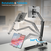 Support de moniteur de bureau ergonomique pliable en alliage d'aluminium Jakeko, réglable à 360 degrés, pour iPad, utilisation en voyage