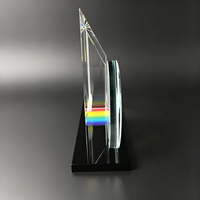 Trophée en cristal Neelpure 187264 Rainbow Slab Globe - Gravure au laser personnalisable