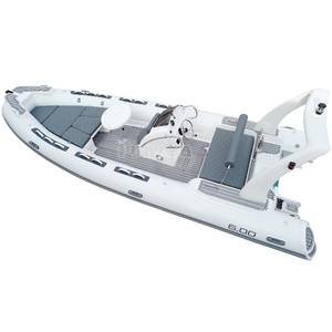 <span class=keywords><strong>Bateau</strong></span> pneumatique rigide à coque en V profond RIB580 de 5,8 m (20 pieds) en Hypalon/PVC blanc avec coque en fibre de verre pour la pêche sportive et la plongée, capacité 8 personnes - Product Image 5
