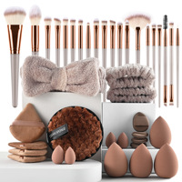 Éponge de maquillage pour le visage, marque privée OEM, bandeau, pinceaux en nylon, sans latex, colorés, lot de 40 pièces pour l'application du fond de teint
