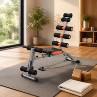 Appareil d'exercice abdominal multifonctionnel pliable 6-en-1 avec fonction AD et soutien lombaire pour sit-ups – Équipement de fitness à domicile