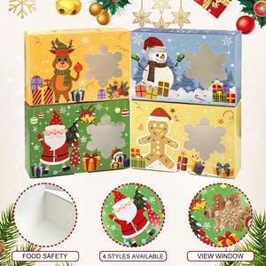 Cajas de Regalo Navideñas Transparentes con Diseño de Muñeco de Nieve, Papá Noel, Alce y Pan de Jengibre para Fiestas Navideñas - Product Image 4