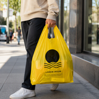 Grand sac en plastique pour t-shirts, sac de transport robuste pour courses, sac pour l'emballage de fruits et légumes du marché