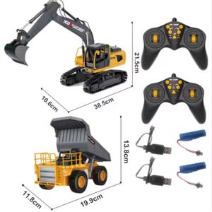 รถบรรทุกของเล่นบังคับวิทยุ Huina 13556 ขนาด 1:24 แบบ 2-IN-1 9CH ผลิตจากโลหะผสม รถดั๊มพ์บังคับวิทยุ รถขุดแบบหล่อขึ้นรูป สำหรับเด็ก เป็นของขวัญ - Product Image 5