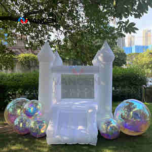 บ้านลมเด็กแบบผ้าอ็อกซ์ฟอร์ดสีขาว บ้านเด้งเด็กเล็กพร้อมสไลเดอร์และบ่อบอล สำหรับเป็นของขวัญวันเกิดเด็ก - Product Image 2