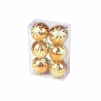 Usine Jintai prix de gros fait nouveau design 6cm 6 pièces ensemble de boules d'arbre de Noël rondes incassables en plastique dans une boîte en PVC