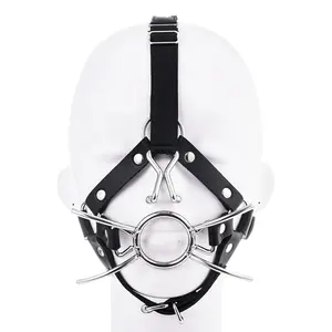 sex harnesses women fetish mask nose hook stainless steel mouth gag sex toy ball gag harness with nose hook