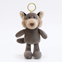Porte-clés en peluche loup mignon, prêt à être expédié, pendentif animal de la jungle en peluche, breloque de sac, accessoire Kawaii CE EN71 CPC
