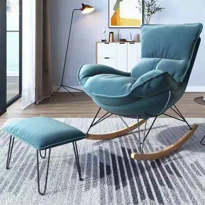 Nordico soggiorno sedie in tessuto di lino morbido imbottito sedia moderna pigra sedia a dondolo reclinabile