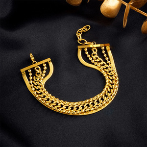 European American Style Multi Layer Titanium Steel Chain Wide Bracelet Gold Unisex Party Jewelry Geometric Design - Product Image 1