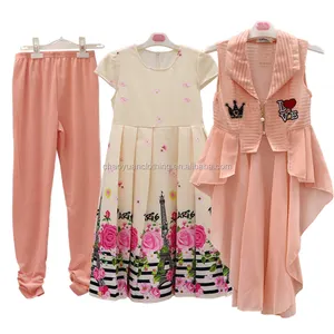 2022 wholesale Chinese manufacturer clothes suit kids girls elegant party printing dress sets