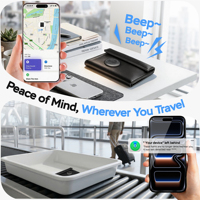 MiLi MiTag Duo: Cartera Inteligente para Pasaportes con Sistema Dual, Compatible con Find My de Google, Rastreador de Viaje con Control por Aplicación, Alternativa a AirTag