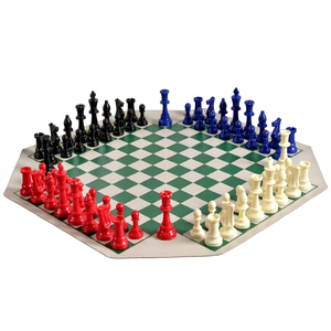 Jeu d'échecs 4 en 1 pour quatre joueurs, jeu de société de stratégie multijoueur, pièces d'échecs colorées, jeu éducatif familial, divertissement d'intérieur - Product Image 1