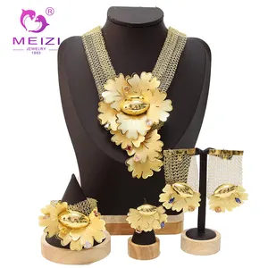 MEIZI JEWELRY Ensemble de bijoux en cuivre de haute qualité plaqué or 24k zirconia Dubai Ensemble de bijoux de mariage et de fête de l'Afrique