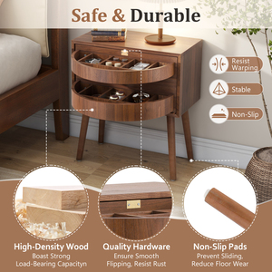 โต๊ะข้างเตียงสไตล์มิดเซ็นจูรี่โมเดิร์นพร้อมลิ้นชักหมุนได้ - Product Image 5