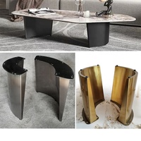 Nouveau Design 2 Niveau Pierre Salon Meubles Fer Jambe Fil Côté Table Basse Moderne Bronze Table Basse Ronde En Bois