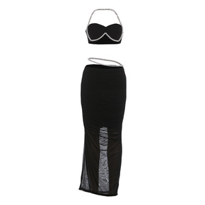 Conjunto <span class=keywords><strong>de</strong></span> Dos Piezas Otoño-Invierno 2026: <span class=keywords><strong>Falda</strong></span> Larga con Decoración <span class=keywords><strong>de</strong></span> Perlas, Sexy, con Escote Cruzado y Cintura Baja - Product Image 5