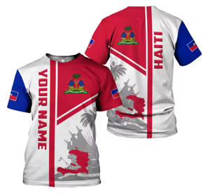 Camiseta con Estampado 3D de la Bandera de Haití Personalizada para Hombre - Camiseta de Manga Corta de Verano con Estilo Urbano y Orgullo Haitiano - Product Image 2