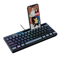 Teclado Gaming Compacto Ergonómico Mini de 64 Teclas con Retroiluminación LED RGB Personalizada, Conexión USB