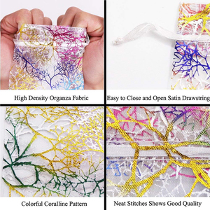 Sacs en organza <span class=keywords><strong>corail</strong></span> 100 pièces Marquage à chaud - <span class=keywords><strong>Pochette</strong></span> élégante à cordon pour bijoux Cadeau Sac à bonbons Favors de <span class=keywords><strong>mariage</strong></span> Emballage - Product Image 4