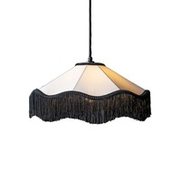 Abat-jour à franges en tissu style vintage français avec pampilles, pour lustre E27 en métal de taille moyenne, idéal pour salon, chambre, restaurant, boutique ou bar