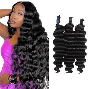 Sortie d'usine 12A Grade 100% humain vierge brut droit lâche cheveux profonds armure en vrac boucles cuticules alignés Extensions de cheveux - Product Image 1