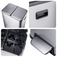 Poubelle de cuisine grande capacité 60L à double compartiment avec pédale, en acier inoxydable, pour tri sélectif