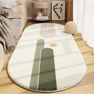 Alfombra Nórdica Ovalada con Patrón Geométrico Abstracto, Fibra de Poliéster, Antideslizante, Lavable a Máquina, para el Hogar - Product Image 1