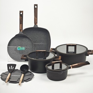 Donnor Ensemble de 13 pièces de batterie de cuisine en métal antiadhésif, Best-seller Jili, comprenant marmite à soupe moderne, poêle à frire, plat carré et plat à <span class=keywords><strong>pizza</strong></span> transfrontalier - Product Image 4