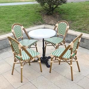 Vente en gros de meubles de chaises d'extérieur empilables en tube d'aluminium PE et rotin ensemble de chaises et de tables imperméables pour café-restaurant et jardin - Product Image 2